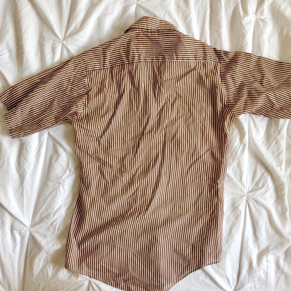 Soft vintage short sleeved button up brown stripes - Picture 2 of 3
